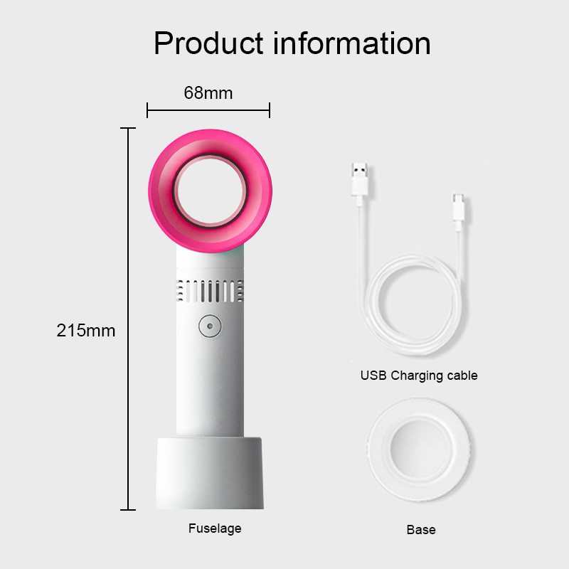Portable Handheld USB Charging Fan for Grafted Eyelash Hair Dryer in White Blue Black