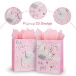 Custom Color Accepted Paper Bag With Ribbon Handle for Luxury Baby Girl Gift