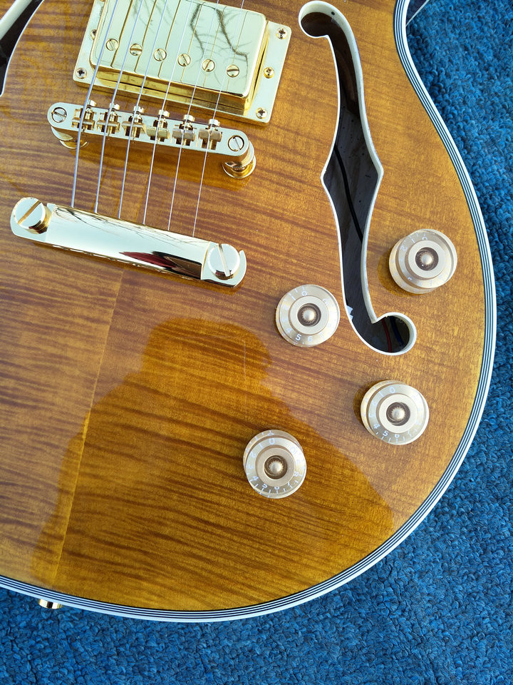 2017 New+Factory+Chinese Giggle ES Hollow Body F hole Cob brown color lp guitar China Electric Guitarras Free shipping G