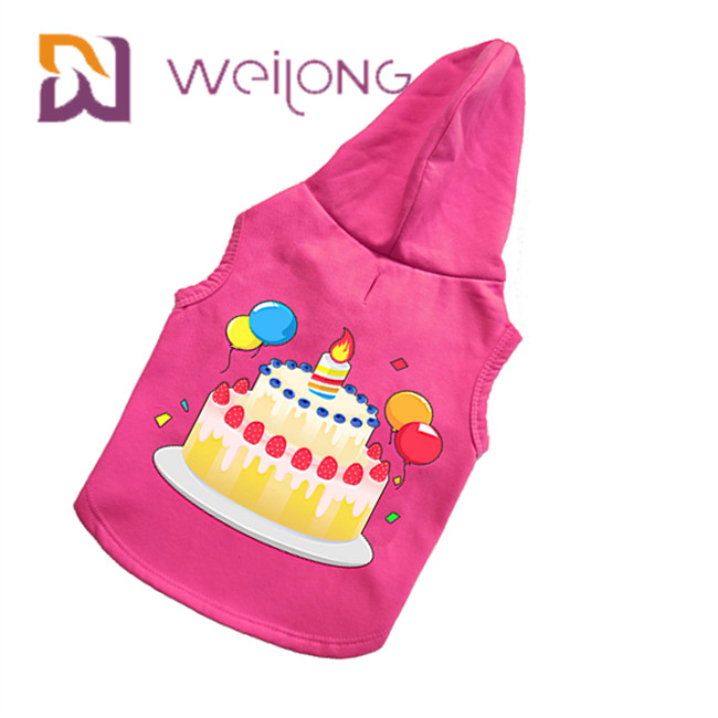 Colourful Rubber Print Birthday Pet Hoodie Customized Pink Dog Hoodie