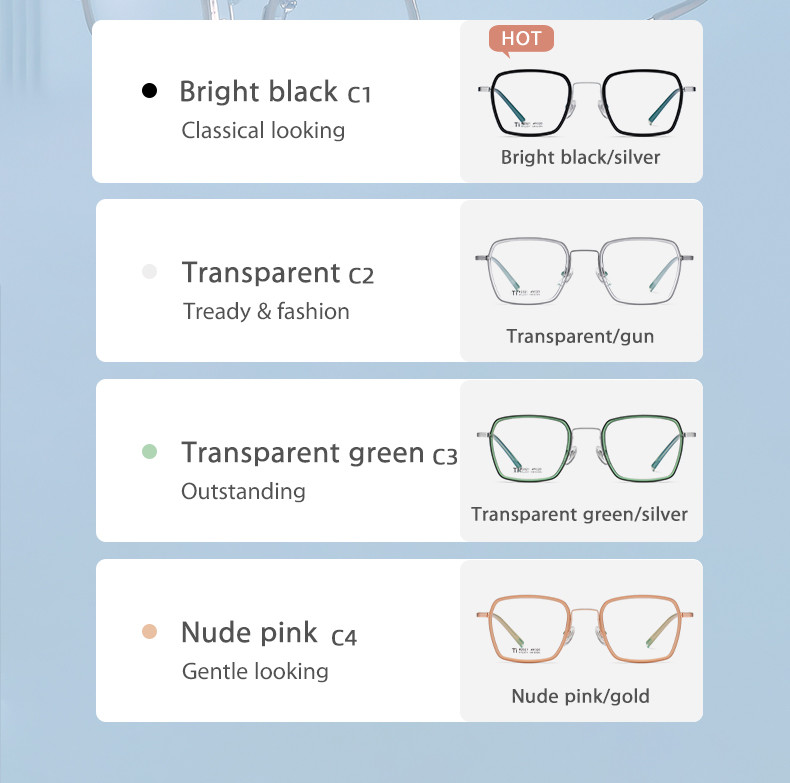 Computer Acetate Reading Glasses Titanium Square Prescription
