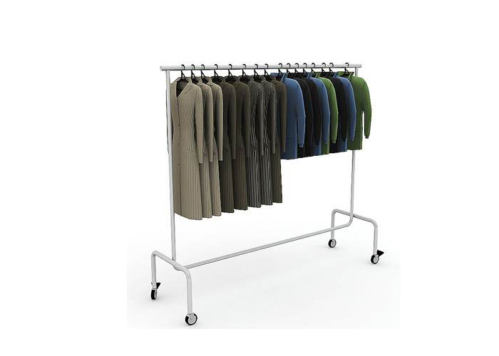 Round Tube Movable Garment Display Stand Chrome Surface Light Duty Simple Style