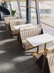 Luxury Restaurant Booth Seating Combination Leather Metal Marble Table
