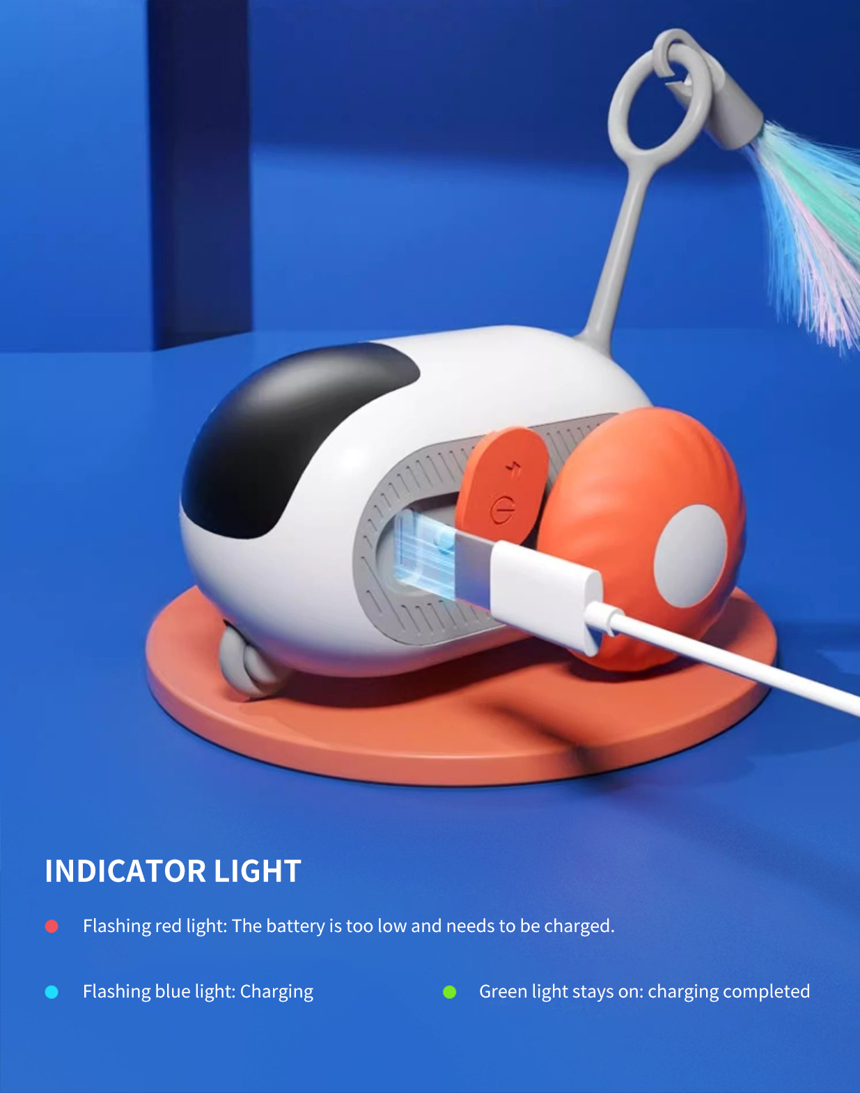 Electric Cat Toy Remote Control Smart Automatic Rolling Dual Mode with ABS Silicone
