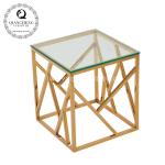 Square 55x55x55cm Stainless Steel Side Tables Clear Glass Home Furniture
