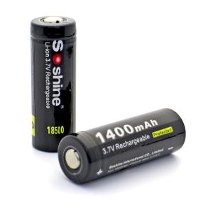 Quality Soshine 3.7V Li-ion 18500 1400mAh Rechargeable battery with PCB, protected battery wholesale for flashlights wholesale