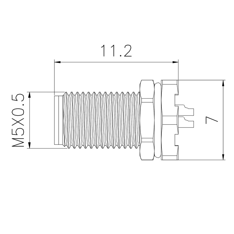 60V 1A Automation Connector M5 Male Rear Panel Mount Connector With Cable