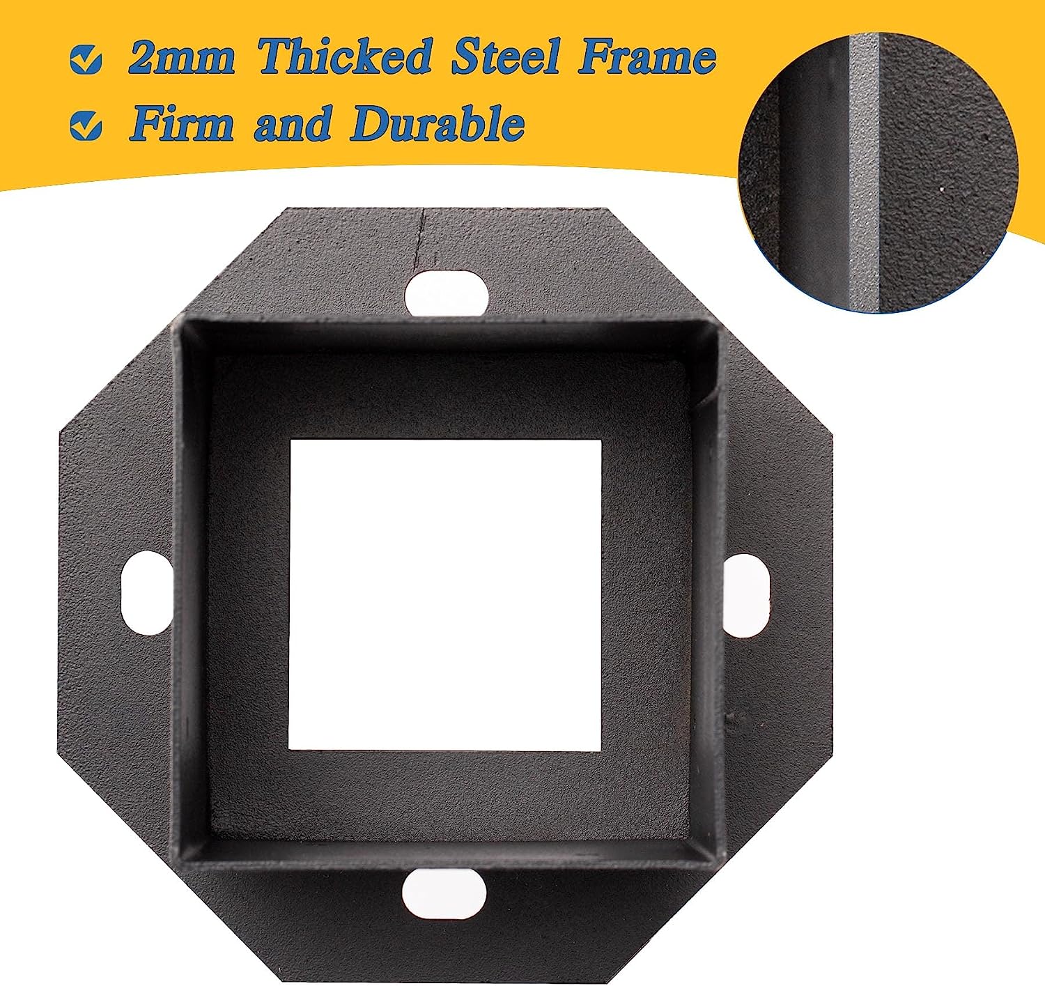 Fence Support Bracket 3.6 X 3.6 Inch Inner Size Heavy Duty Post Base Coated Metal Anchor