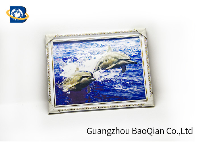 High Definition 3D Lenticular Dolphin Pictures With White PS Frame / Logo