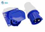 220-250V 16A Industrial Connector Male And Female Single Phase 2P+E Blue Color