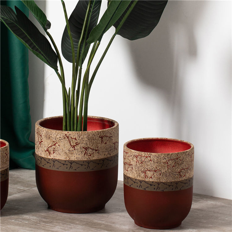 Nordic style luxury home hotel corridor decoration planter custom red ceramic flower pots molds