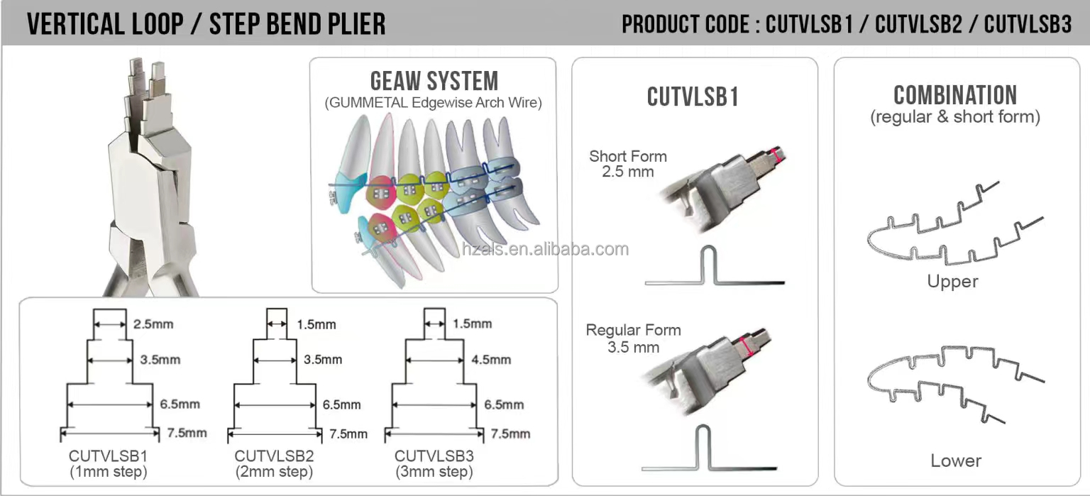 Dental Geaw Step Plier Orthodontics RMO Forceps With Vertical Loop 1MM 2MM 3MM