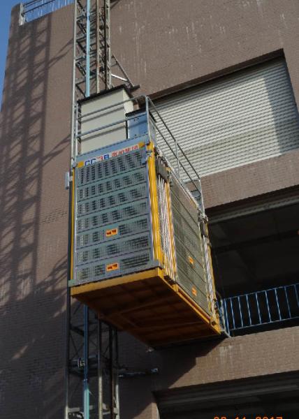 Rack Pinion Type Building Site Hoist 3 Doors With Sandblasting / Painted