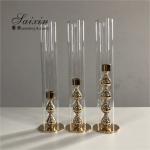 Gold Candlestick Holders Wedding Deco Centerpiece Metal Gourd 25CM 20CM