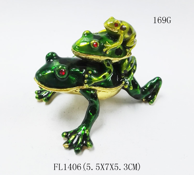 Baby Mum Frog trinket jewelry box Pewter Frog Trinket Box Jewelry Box