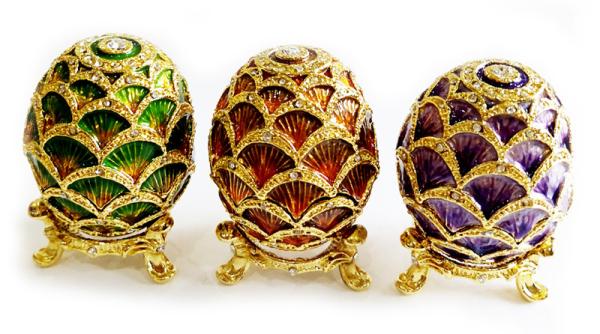 Vintage Trinket Box Faberge Egg Jewelry Box Antique Engraved Easter Egg Jewerly