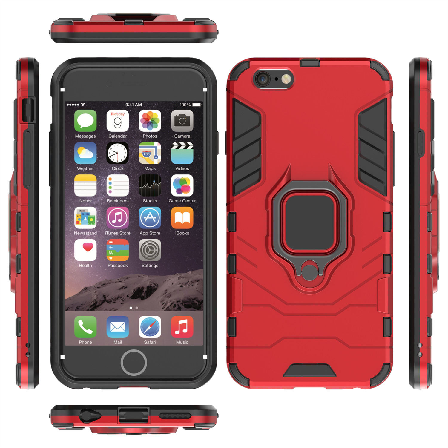 Armor Shockproof Case For iPhone 6, 6s Finger Ring Holder Phone Cover Coque