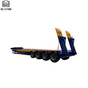 Quality 100 Ton Lowbed Semi Trailer , Gooseneck 4 Axle Lowboy Trailer wholesale