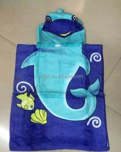 China custom designer print with logo sublimation kids poncho beach towel on sale