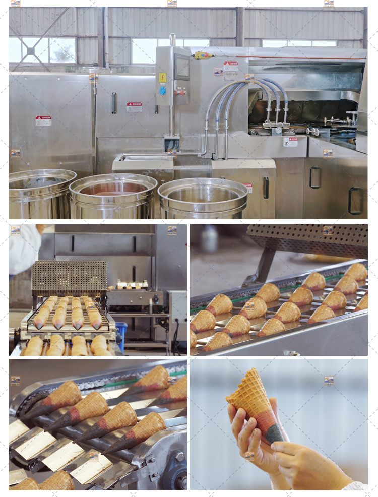 Two Color Sugar Cone Machine 51 Baking Plates 5m Long Fully Auto