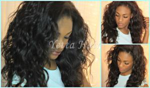 Quality Natural Black Unprocessed Virgin Brazilian Hair , Water Wave Human Hair Extensions wholesale