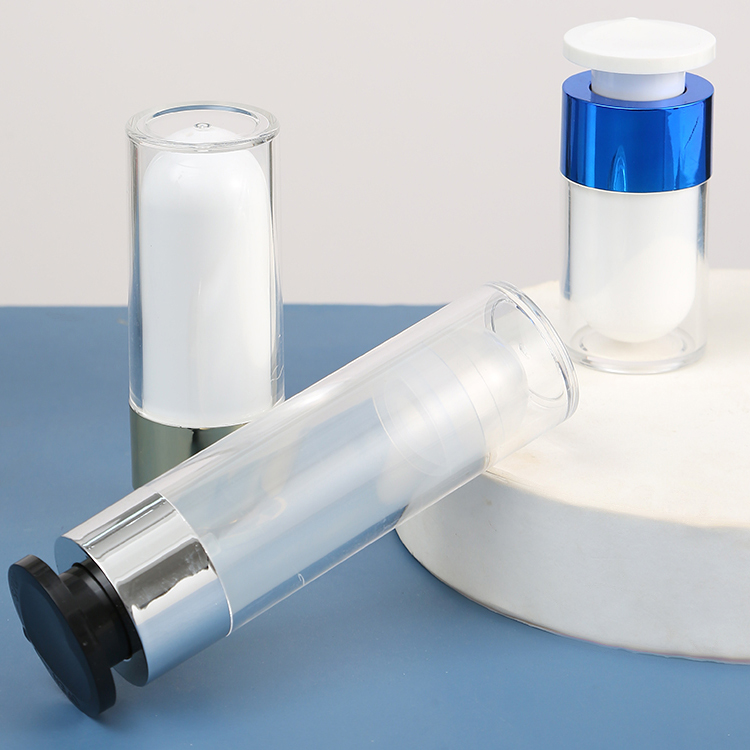 Silver Luxury Plastic Syringe Airless Bottle 5ml10ml 15ml for Empty Airless Cosmetic Dispenser