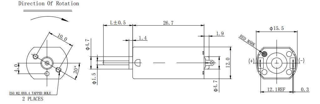 High Rpm Electric Motor FF-050-11170 Motor Dimension/Size