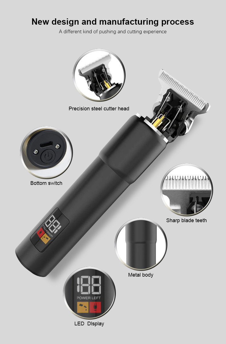 8W Electric Hair Trimmer , 600MAH Men Professional Hair Clippers LCD display