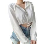 Manufacturer Women Spring Fall Drawstring Crop Top Sweatshirt Full Zipper