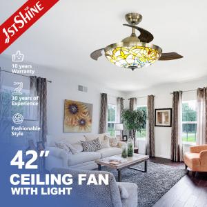 Quality 42 Inch Retractable Blades Ceiling Fan With 3 Color LED Light wholesale