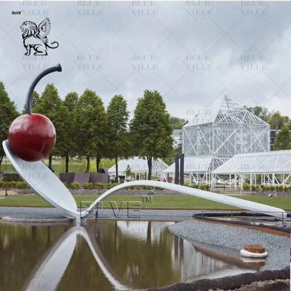 Stainless Steel Spoon Sculptures Art Metal Landscaping Cherry Statue Large Size