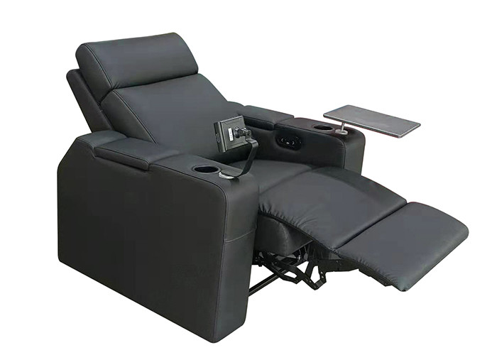 European Style Half Leather Power Electric Home Recliner Movie Public Theater Sofa With USB Charge
