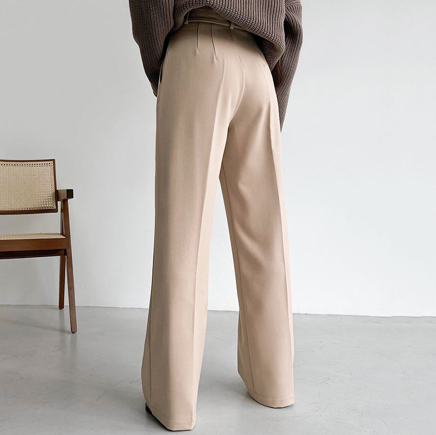 2023 Pants for Ladies Custom Oversize Square Pants Silk Straight Wide Leg Women Trousers Floor-Length Office