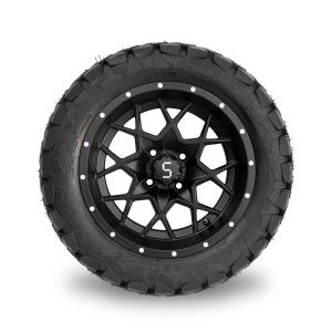 Quality Matte Black 14'' Golf Cart Wheel Tire Combo 22x10-14 Lifted All Terrain wholesale