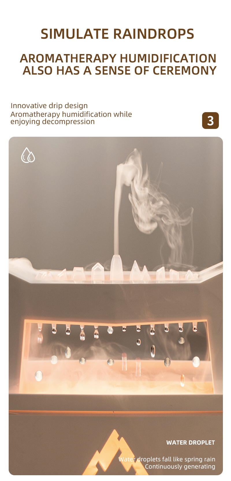 2023 Flame Volcano Air Humidifier Aroma Diffuser Christmas Promotion with Remote Control