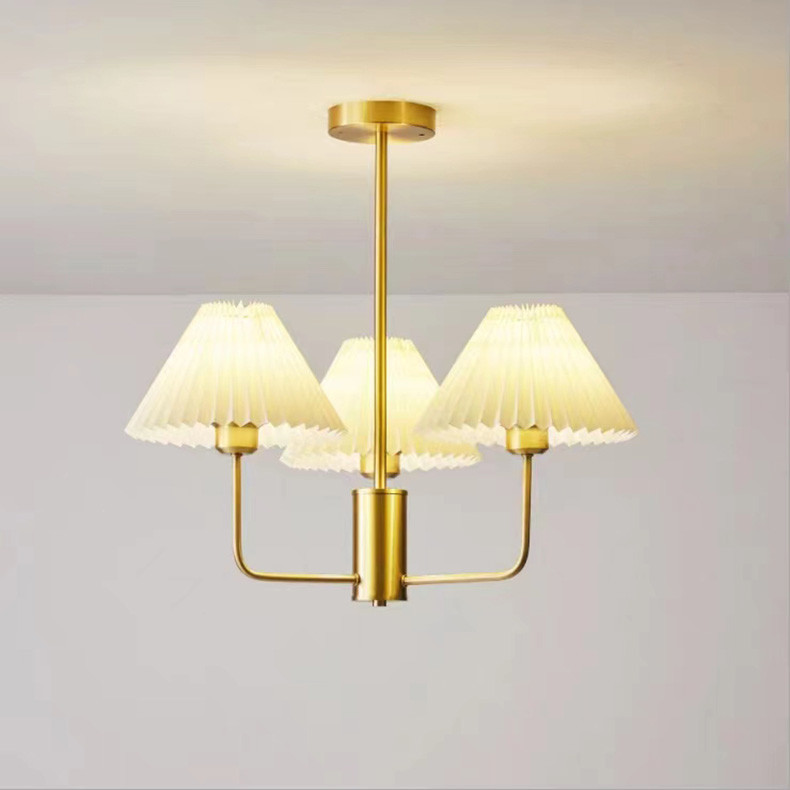 Modern Copper Chandeliers White Cloth Lampshade Gold Chandelier(WH-AP-581)