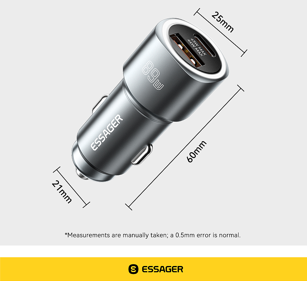 ESSAGER ES-CC16 Series USB A+USB C Cell Phone Quick Charge Car Charger Outlet