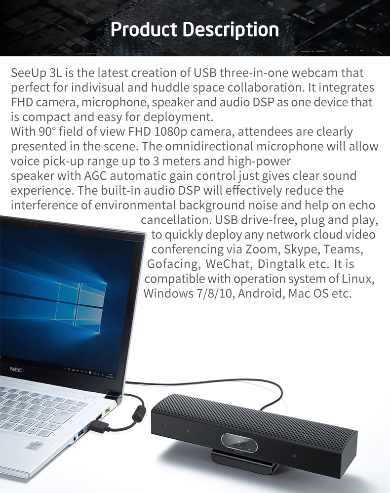 USB drive-free 1080P Laptop internal camera webcam with speaker and microphone for Video Conferencing, Recording, and St