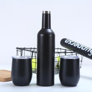 Quality Stainless Steel Wine Tumblers 2 Pack 12 Oz &amp; 1 Insulated Wine Bottle - Double Wall Vacuum Insulated Wine Cups With Lids And Straws Set wholesale