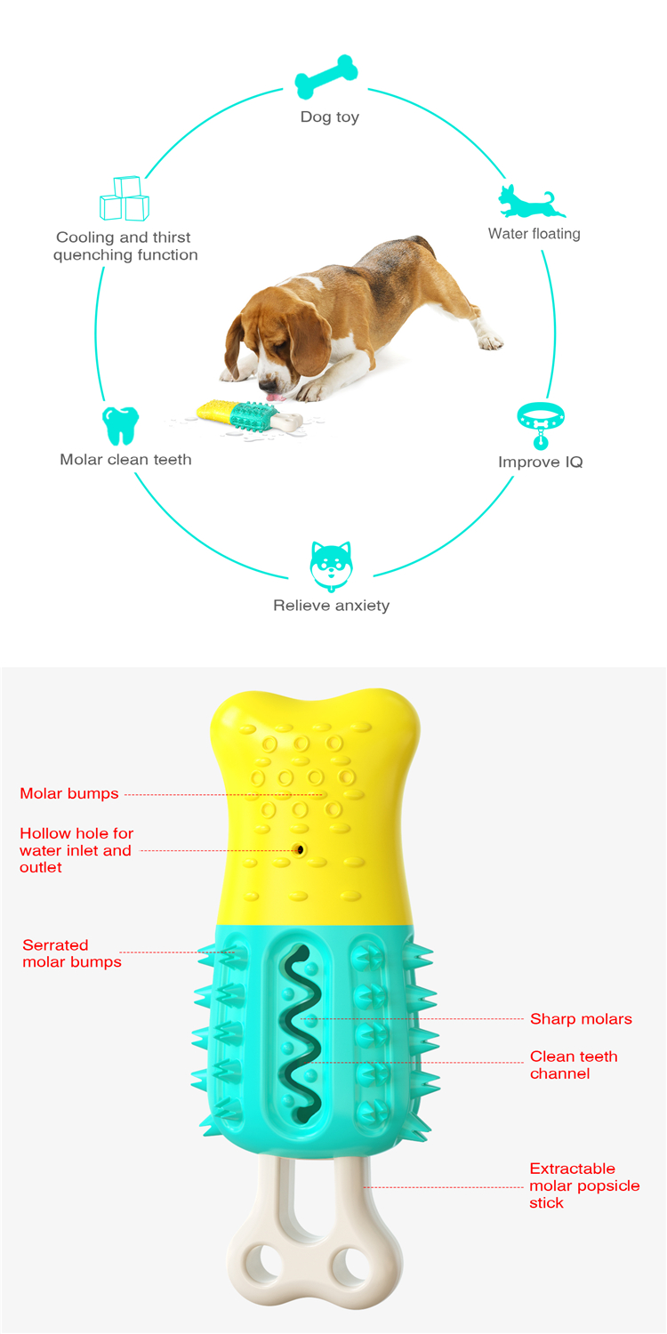 New Design Product Summer Cooling Popsicle-shaped Dog Toothbrush Cooling Molar Stick Dog Pet Chew Toy