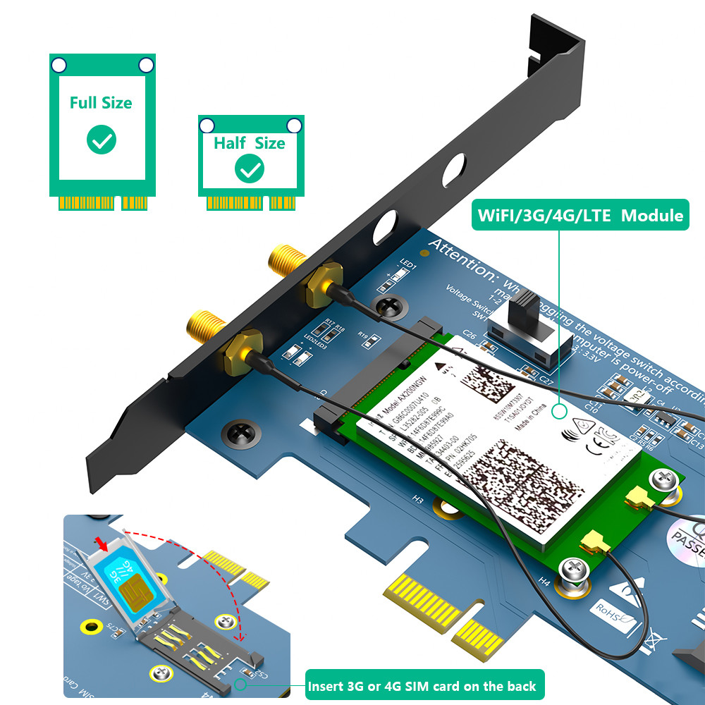 USB Mini PCI-E PCI Express To PCI-E 1X Adapter For WindowsXP