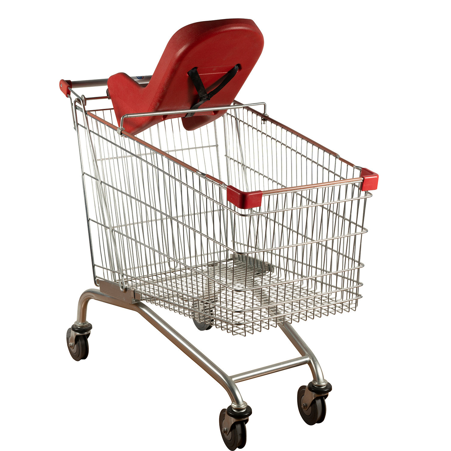 200L Metal Basket Supermarket Grocery Shopping Cart With Baby Sponge Lounge