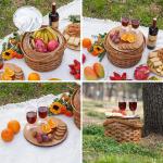 Small Picnic Baskets with Insulated Cooler, Picnic Basket Hamper for 2, Woodchip