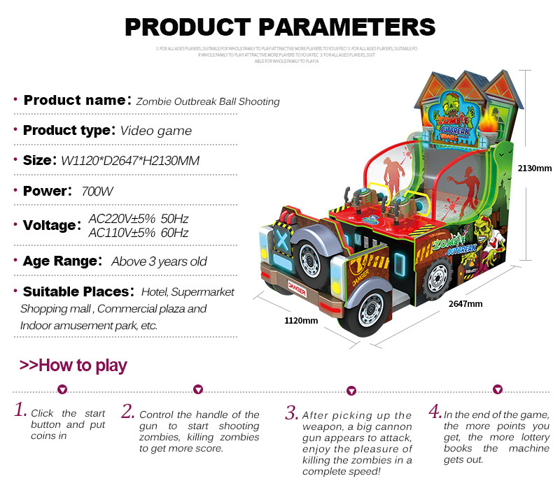 Ball Shooting Video Zombie Arcade Machine For Double Players