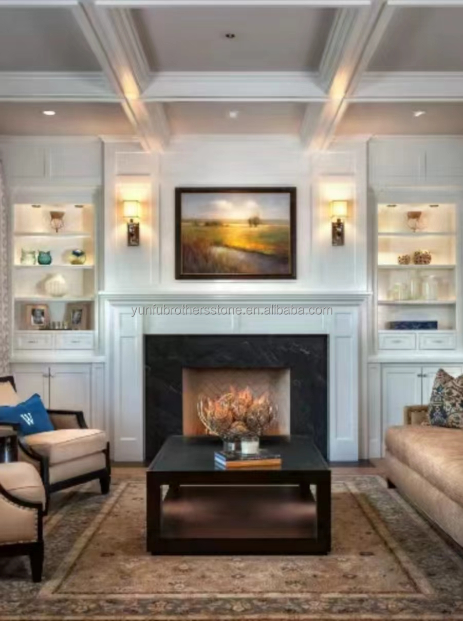 Modern Indoor Cream White Stone Fireplace Surround Polished Fireplace For Table Villa