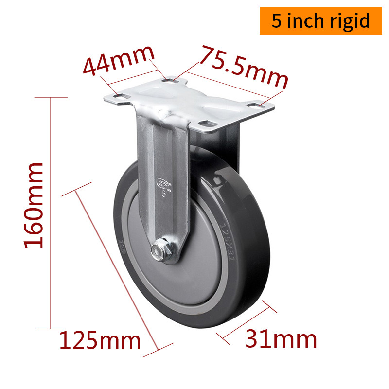 EDL Medium Duty Zinc Coating 5inch 130kg Plate TPU Caster by Rigid, Swivel and Brake type 5715P-77