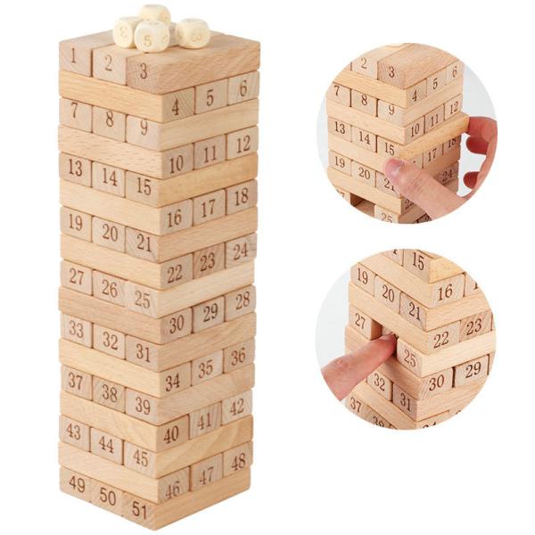 Cheap Digital 51PCS Log Building Blocks Dominos Jenga Blocks for sale