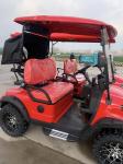 2 Seater Red Electric Hunting Golf Cart With Cooler Sound Bar Off Road Tires For