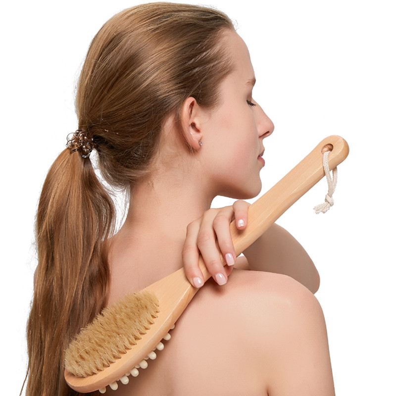 Wooden Long Handle Body Brushes Natural Bristles Brushes