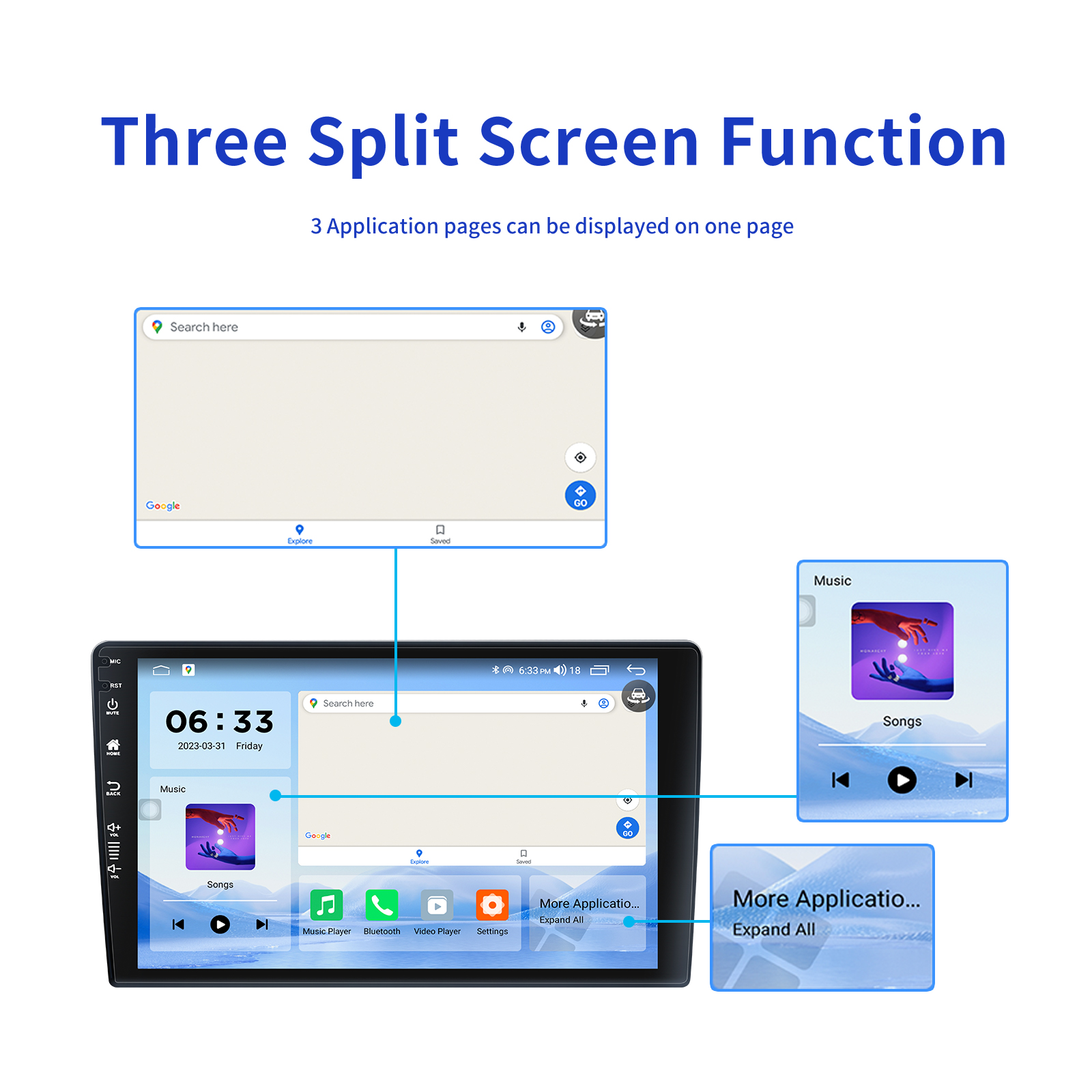 9" Touch Screen Android 12 Car Multimedia Player with GPS Navigation Multi Language